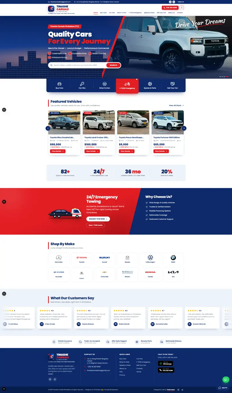 Tinashe Car Sales website
